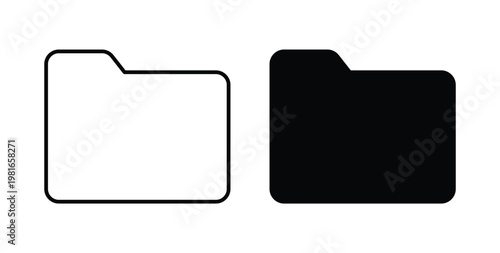 Folder icon pack flat black, Editable line icons