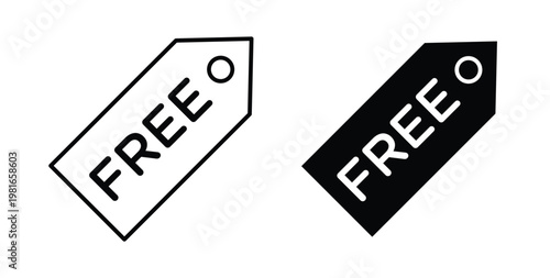 Free tag icon pack flat black, Editable line icons