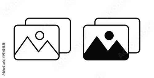 Gallery icon pack flat black, Editable line icons