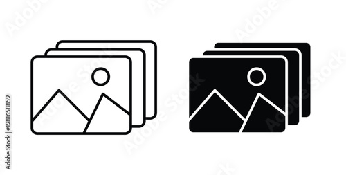 Gallery icon pack flat black, Editable line icons