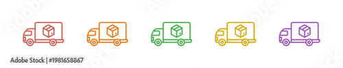 Delivery Icon Set Multiple Style Collection. Vector Illustration Concept Designed In Line Colorful Style