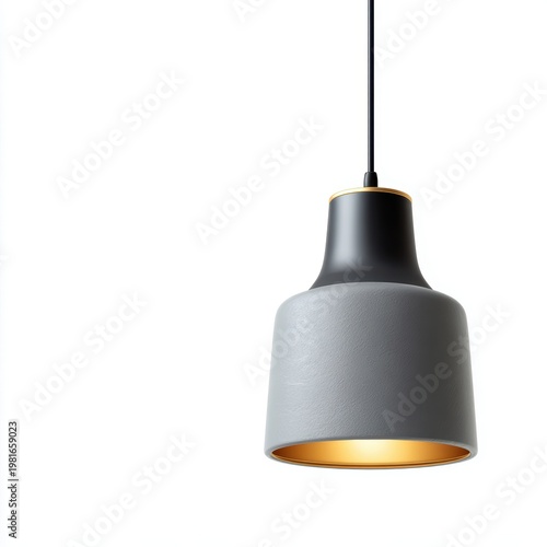 Modern minimalist gray pendant light ceiling lamp isolated on white