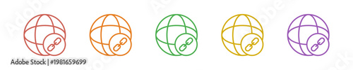 Linkage Icon Set Multiple Style Collection. Vector Illustration Concept Designed In Line Colorful Style