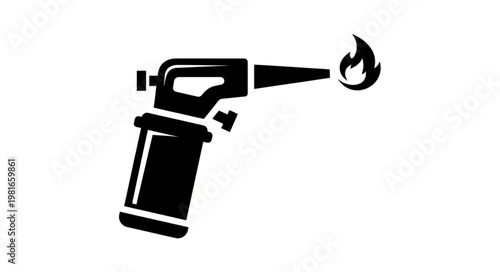 Detailed illustration of a butane torch with a visible flame.