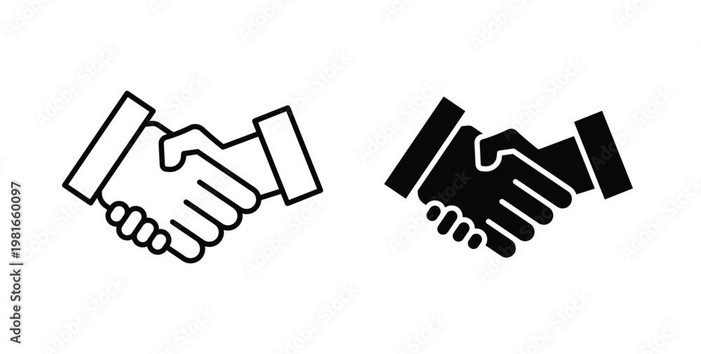 Obraz premium Handshake icon pack flat black, Editable line icons