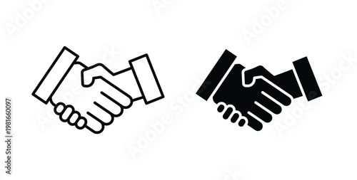 Handshake icon pack flat black, Editable line icons