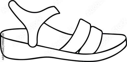 Sporty Strapped Sandal Outline for Active Outdoor Adventures and Travel