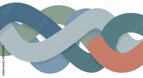 Captivating abstract illustration showcasing intertwined and overlapping fluid shapes, creating a dynamic pattern that symbolizes interconnectedness, continuous flow, and harmonious design