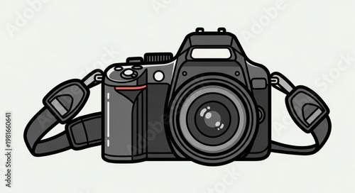 Detailed Illustration of a Modern Digital Single-Lens Reflex Camera.