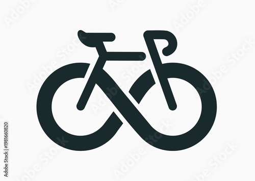 Bicycle logo design infinity, black and white vector pictogram