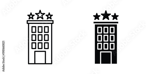 hotel icon pack flat black, Editable line icons