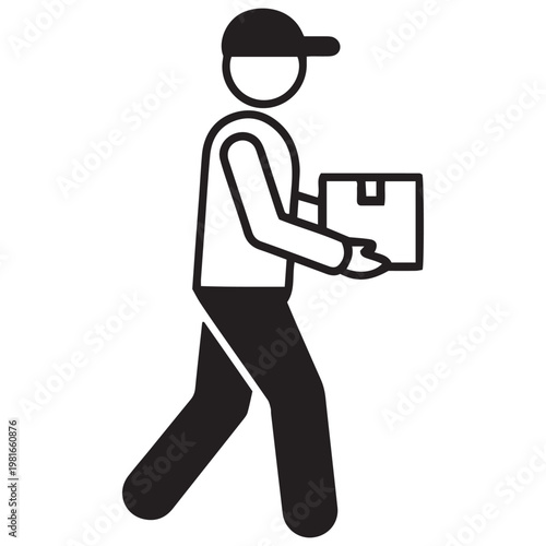 Labor day essential workers delivery person carrying a package icon