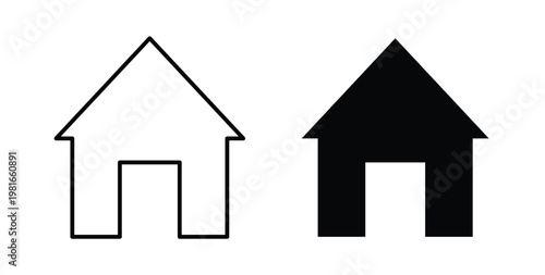 House icon pack flat black, Editable line icons