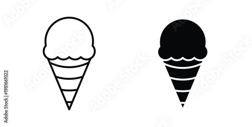 Ice cream icon pack flat black, Editable line icons