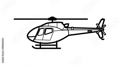 Detailed Line Art Illustration of a Modern Helicopter.