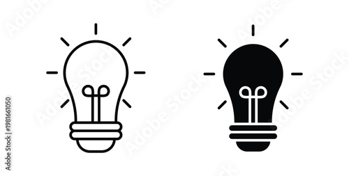 Idea icon pack flat black, Editable line icons