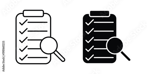 Inspection icon pack flat black, Editable line icons