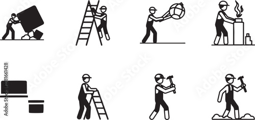 Labor day celebrating workers american labor with construction icons