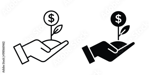 Investment icon pack flat black, Editable line icons