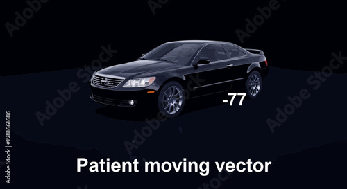 Black Sedan Car Floating with Negative Value Vector