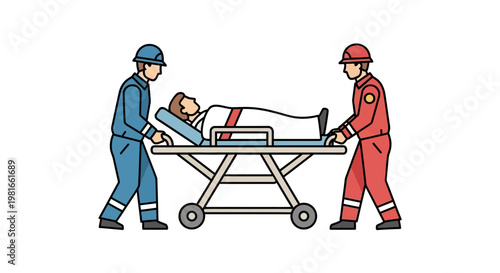 Paramedics Transporting Injured Patient on Stretcher
