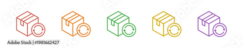 Restock Icon Set Multiple Style Collection. Vector Illustration Concept Designed In Line Colorful Style