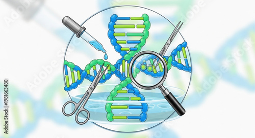 DNA Manipulation - Genetic Engineering Tools and Techniques Illustration.