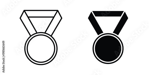 Medal icon pack flat black, Editable line icons