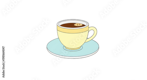 Cozy Yellow Coffee Cup and Saucer with Hot Beverage