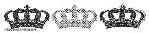 Billede på lærred Vintage royal crown vector set, ornate heraldic coronet illustrations, black and
