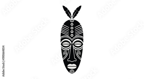 Tribal mask featuring intricate patterns and symbolic feathers represents ancient traditions, cultural heritage, and the artistic expression found within historical artifacts and rituals.