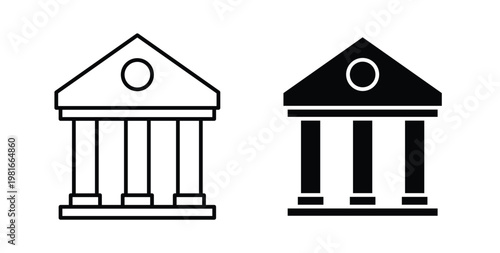 Museum icon pack flat black, Editable line icons