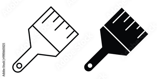 Paint brush icon pack flat black, Editable line icons