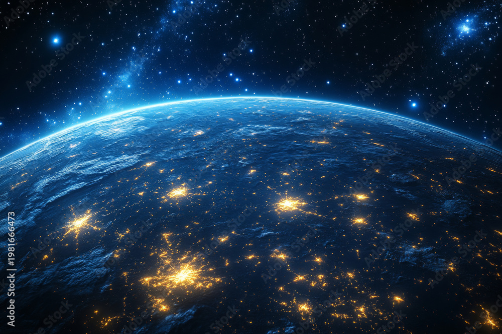 Obraz premium Blue Earth under the Stars