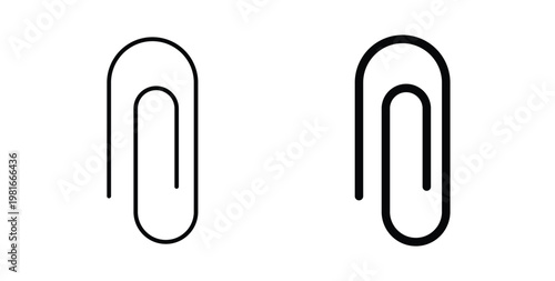 Paperclip icon pack flat black, Editable line icons