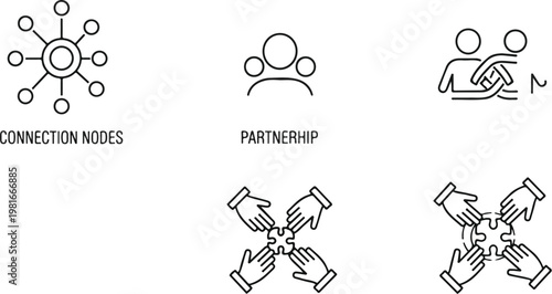 Business Networking Minimal Icons for Teamwork and Partnership
