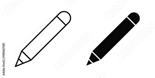 Pencil icon pack flat black, Editable line icons