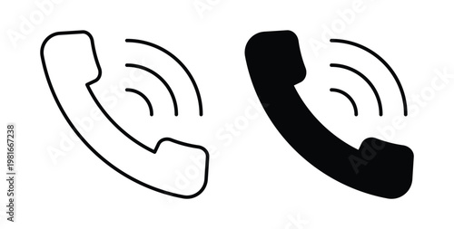 Phone call icon pack flat black, Editable line icons