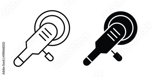 Polisher icon pack flat black, Editable line icons