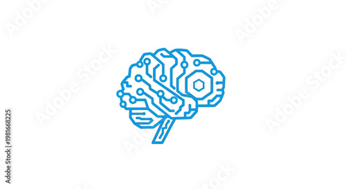 Digital Brain Icon: A fusion of human intellect and technological advancement, in one