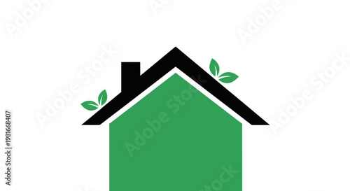 Eco-friendly house symbol featuring leaves and a vibrant green design concept
