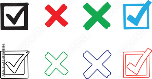 Colorful checkmark and cross icons
