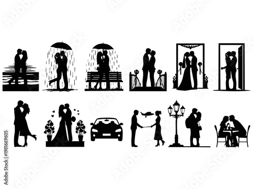 Pregnancy Stages and Maternity Healthcare Silhouette Vector Set