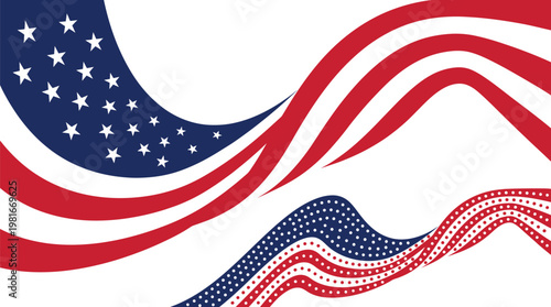 American flag abstract waves symbolize patriotism and national unity with a dynamic design on a clean white background.