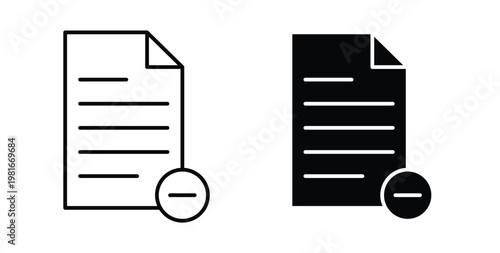Remove document icon pack flat black, Editable line icons