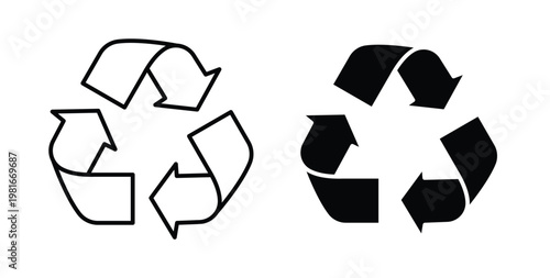 Recycle icon pack flat black, Editable line icons