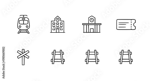 Rail Transport UI Icons Vector – Minimal Travel Set