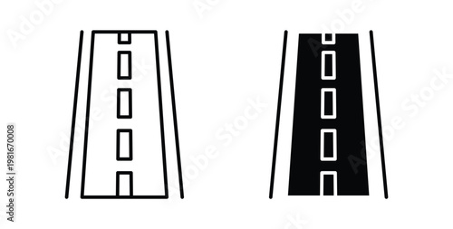 Road icon pack flat black, Editable line icons