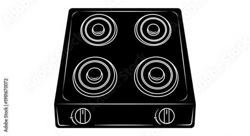Electric Stove Top with Four Burners and Control Knobs.