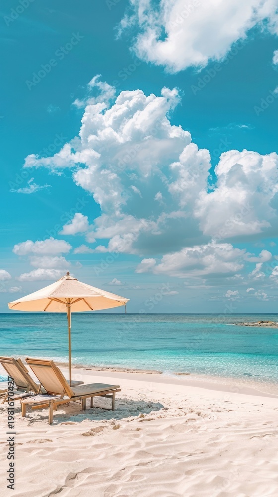 Fototapeta premium Chair beach furniture shoreline.